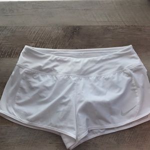 White nike dri-fit running shorts